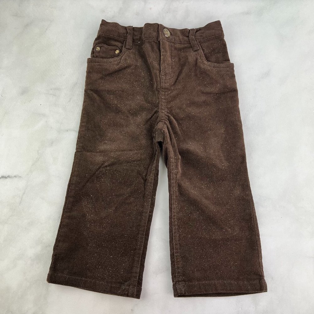 greendog Baby Girl Brown Gold Sparkle Corduroy Pants